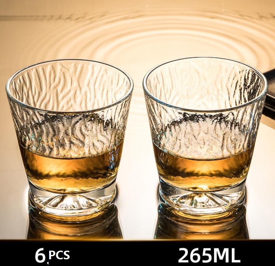6PCS/SET Square Crystal Whiskey Glass Cup For the Home Bar Beer Water and Party Hotel Wedding Glasses Drinkware: B 6PCS 265ML