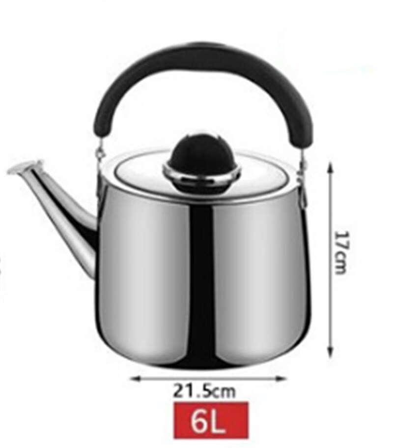 304 Rvs Geluid Ketel Gas Theepot Huishouden Keuken Verwarming Kokend Theepot Capaciteit Melk Warmwaterkruik Outdoor: 6L