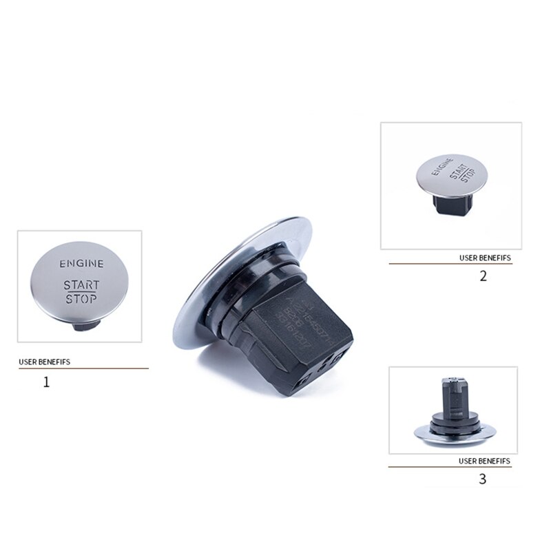 One Key Start Button Switch Start Stop Engine Keyless Switch Set with Keychain and Compressed Towel for C63 AMG Car