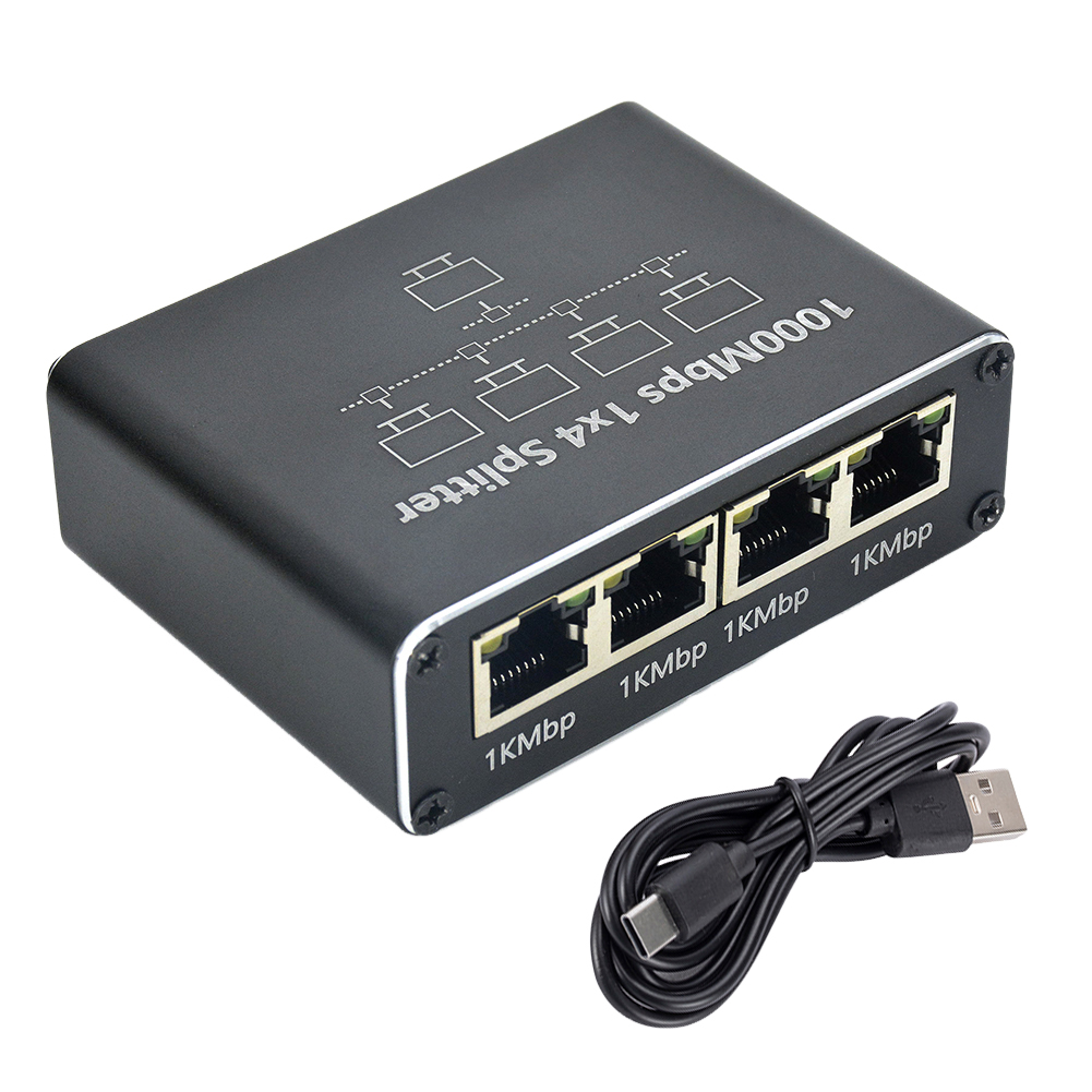 Splitter ethernet 1 to 3/4 gigabit splitter di rete gigabit  rj45 estensione di rete lan splitter lan per pc laptop router tv-box: Default Title