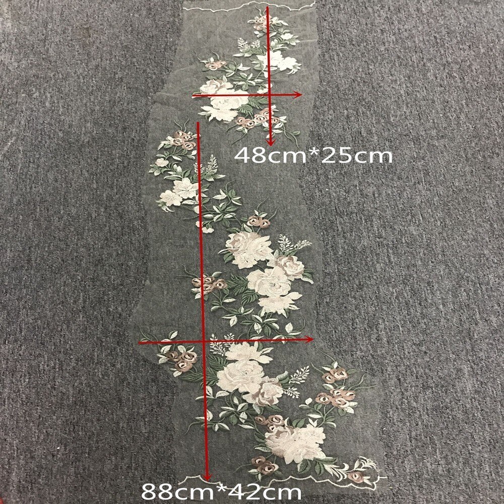 Handgjord lantlig stil 3d bröllop brudklänning applikation diy brud huvudbonad halsduk slöja broderad spets tyg patch