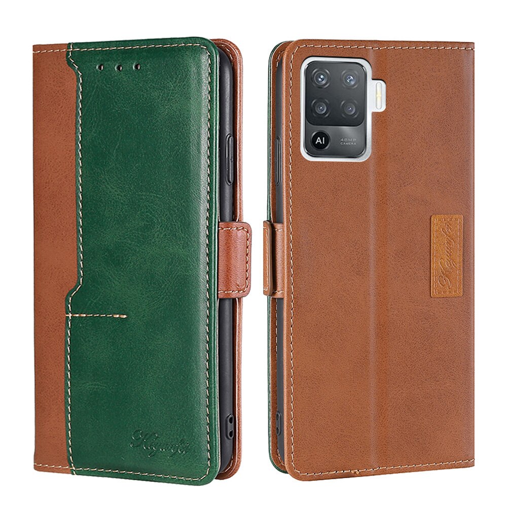 Case Voor Oppo Reno 5 Lite Cover CPH2205 Flip Wallet Leather Book Funda Voor Oppo Reno5 Lite Case Magneet Beschermende shell Etui Tas: green