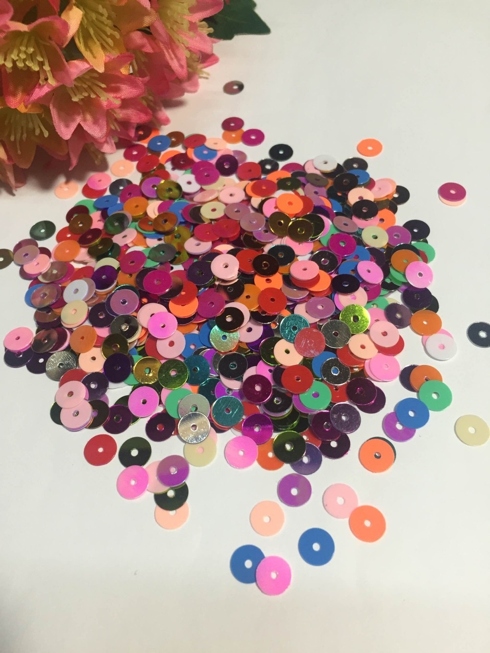 800 stk 6mm flade runde pailletter til kunsthåndværk syning brudekjole gør-det-selv tilbehør bland farver multifarve