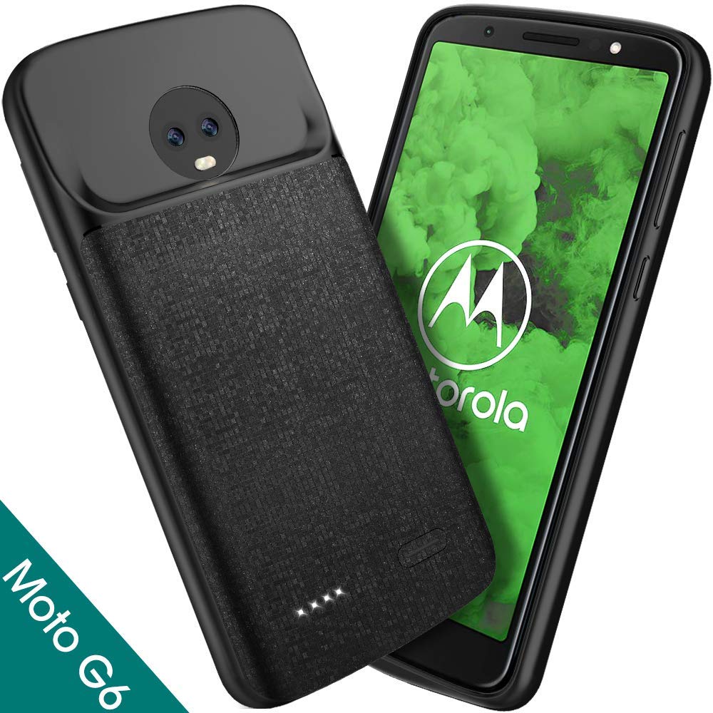 NEWDERY Portable Battery case for Moto G6 soft TPU Raised Bezels 4000mAh for Motorola G6 charger case black: Default Title