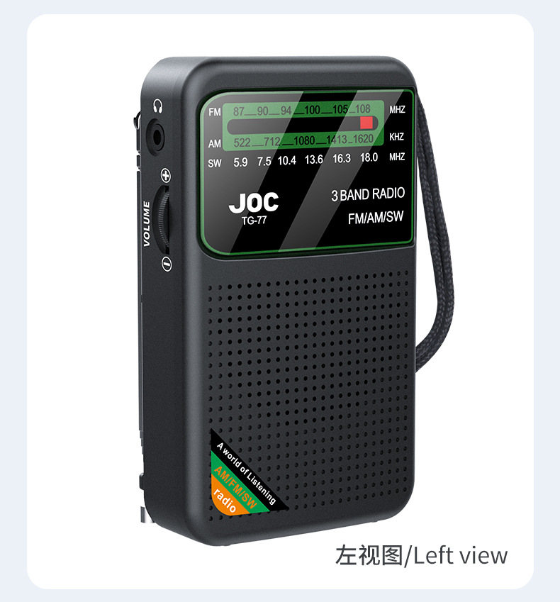 Battery Operated Radio FM AM SW Radio Built-in Speaker Pointer Pocket Radio Type-C Rechargeable with HD Display Screen for Elder