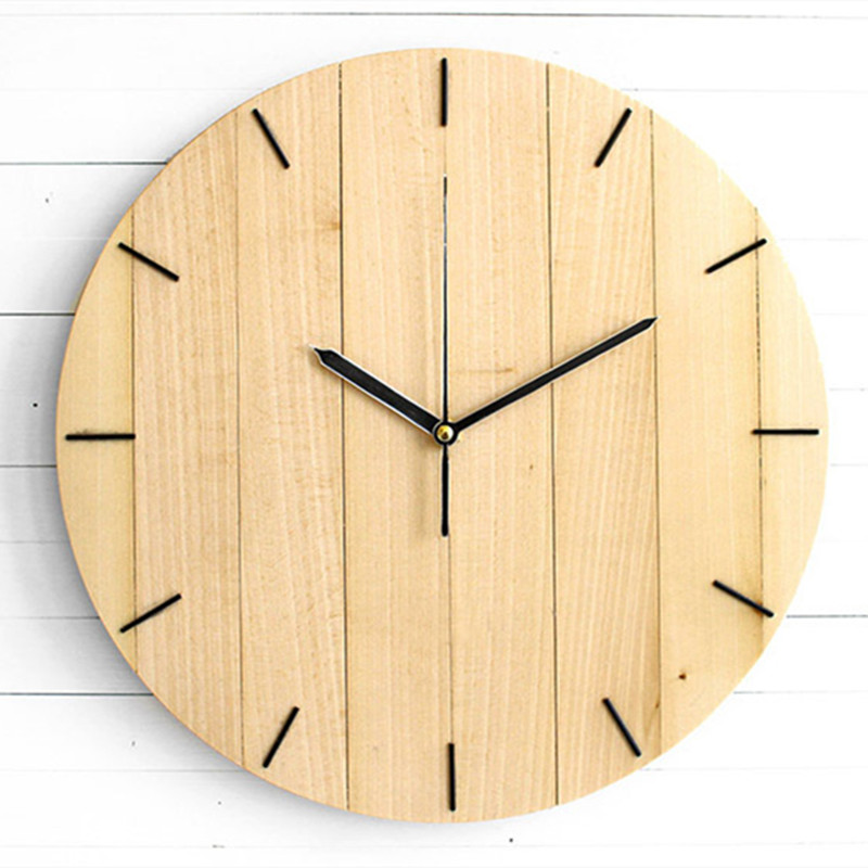 12inch 30cm Diameter Big Wooden Round Wall Hanging Clock Wooden Needle Wall Clock Home Decoration
