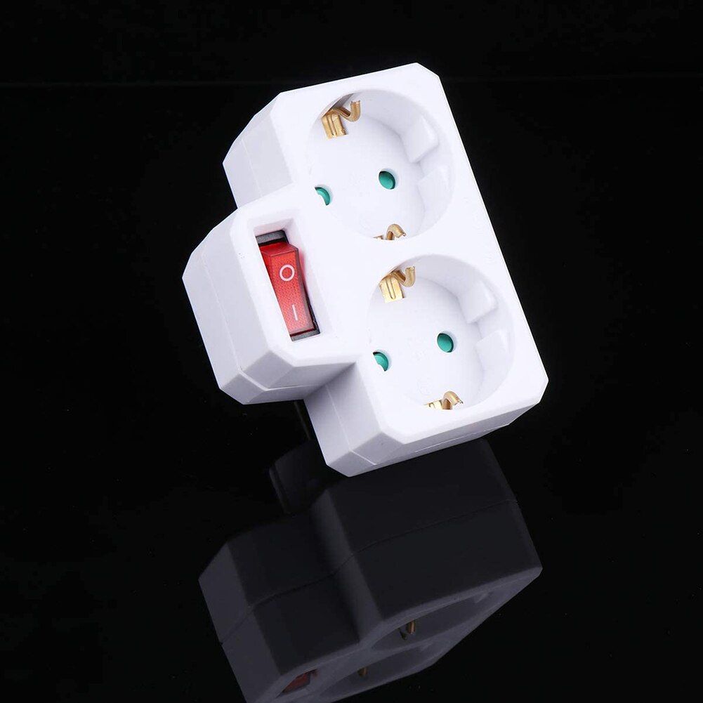 German/EU Plug Conversion Socket 1 to 2 Way Power Adapter with Outlet Switch European/German Conversion Plug Travel Plug Adapter
