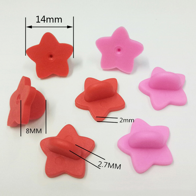 50 Uds. Broche de goma con hebilla, broche de estrella, Pin trasero, mariposa, embrague, insignia para apretar, tapones traseros para broche DIY, accesorios de joyería