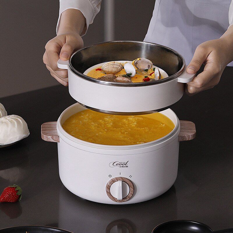 1.5L Mini Multifunction Electric Cooking Machine Non-stick Multicooker Skillet Eggs Soup Cooking Pot Hotpot Noodles Cooker