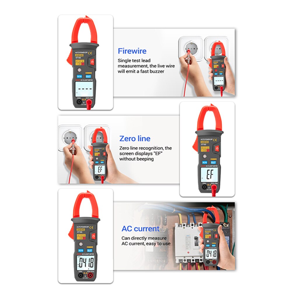 LCD Display AC DC Current 4000 Counts Multifunctional Backlight Capacitance Automatic Shutdown Home Voltage Digital Clamp Meter