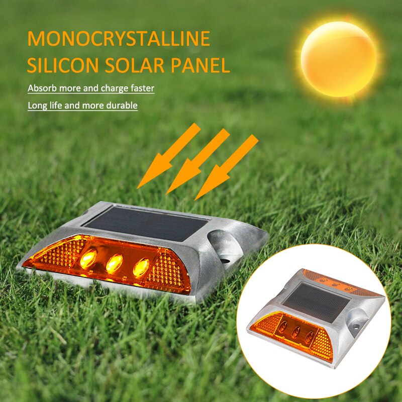 Square Aluminum LED Flashing Blinking on and off Cat Eye Reflector Solar Road Stud with Anchor Outdoor Lighting Path Lights