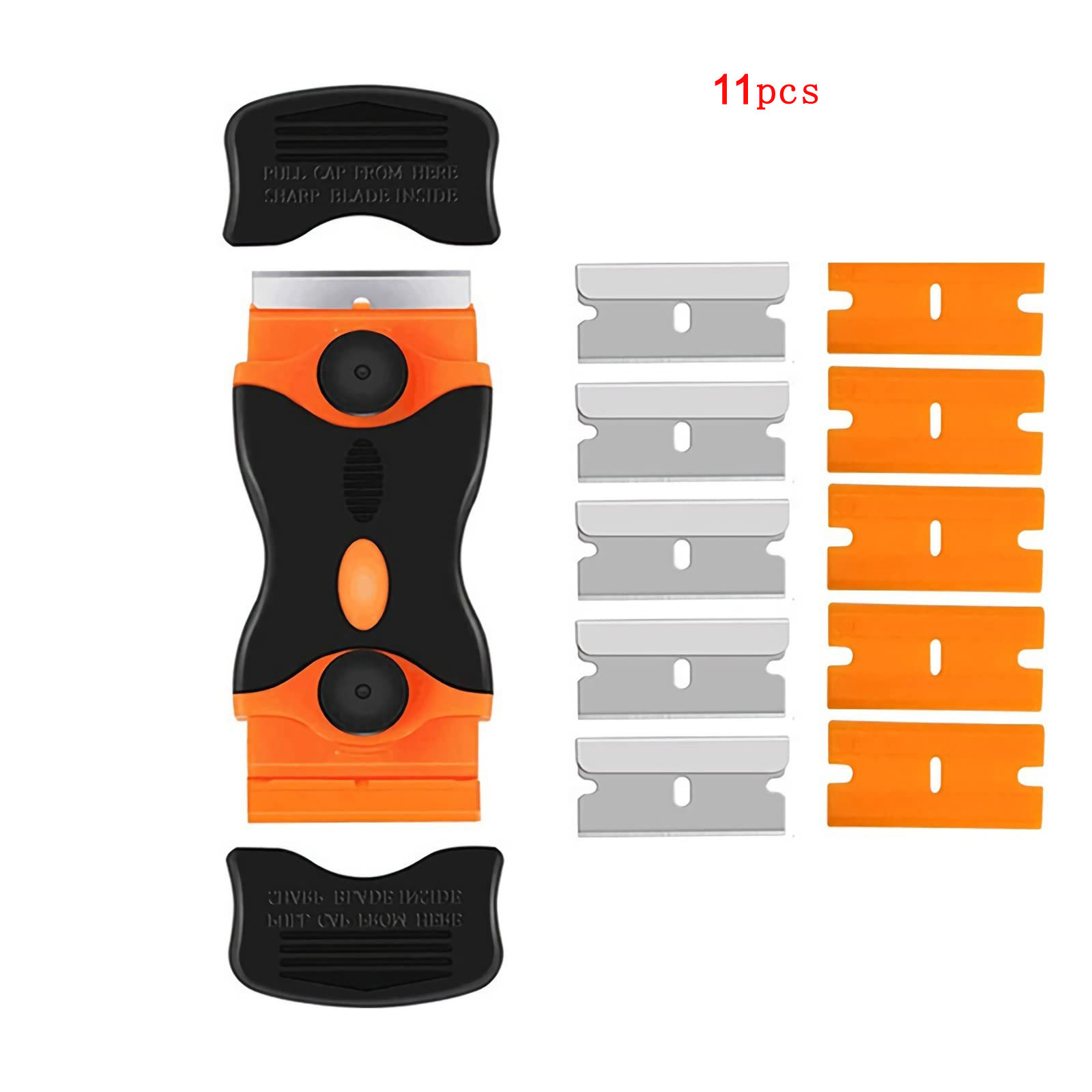 Razor Blade Scraper Tool,Sticker Remover Cleaning Scraper for Paint,Decal,Adhesive,Label,Caulk,Glass Scraper for Window Cooktop: Orange