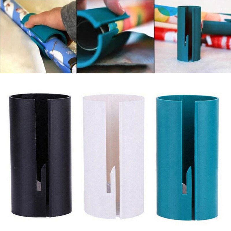 2Pc Wrapping Paper Cutter Christmas Cutting Tools Sliding Wrapping Paper Roll Cutter Cuts the Prefect Line Made Easy Safety Tool