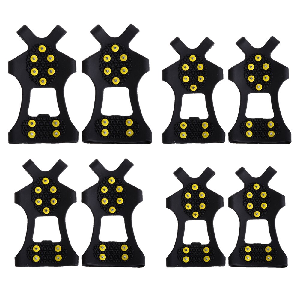 S M L XL 4 Size 10 Studs Anti-Skid Ice Winter Climbing No Slip Snow Shoes Spikes Grips Cleats Over Shoes Covers Crampons