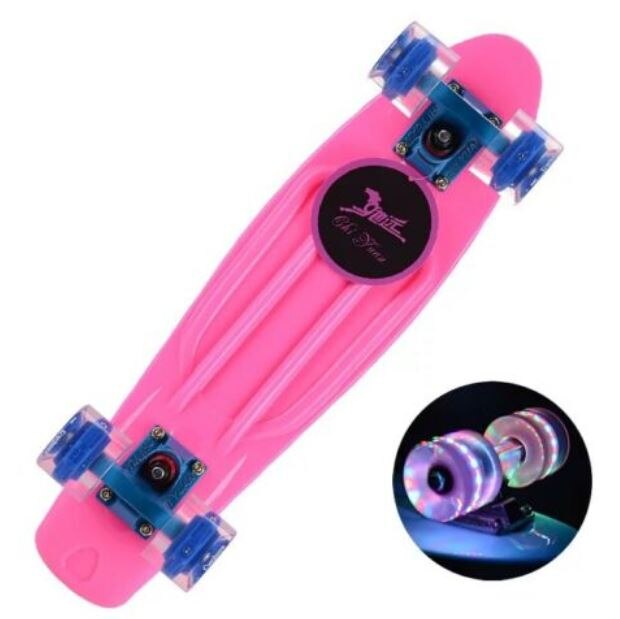 Macarons Kleur Flash Wiel Penny Board Compleet Klaar Om Rit Gloeiende Cruiser Skateboard Mode Single Tilt Mini Vis Boards: D