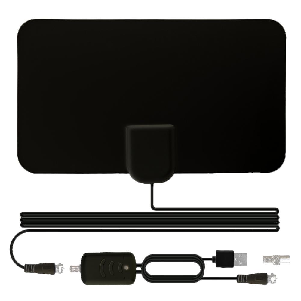 1200 Miles 1080P Indoor Digital TV Antenna Signal Receiver With Amplifier Signal Booster Radius Surf Fox HD Mini Antennas Aerial: Black