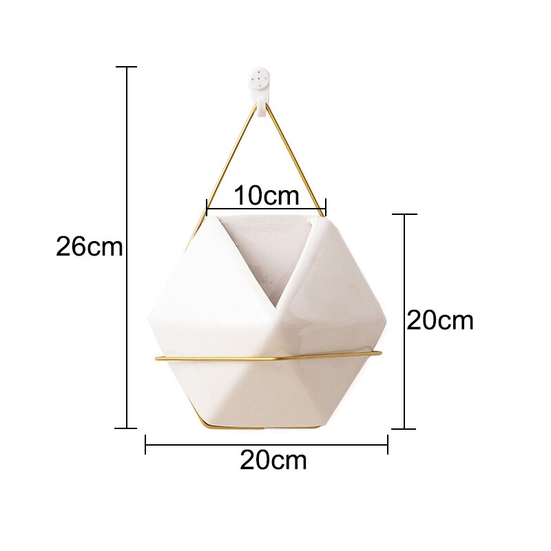 Hangende plantenbak Tuin Mand Muur Bloempot DIY Decoratieve Creatieve Muur Opknoping Bloem Geometrische Hexagon Pot for Thuis Plantenpotten (Color : Zwart
