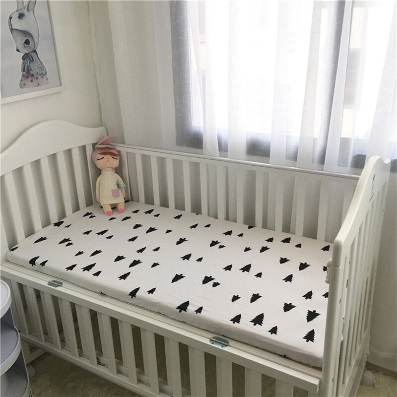 Baby bomuldssengetøj lagen sengetæppe barneseng seng krybbe madrasbeskytter sengetæppe 130*70 cm: Sort træ