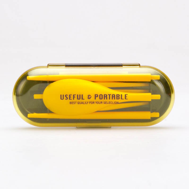 Kit de necessidade de viagem colher garfo pauzinhos piquenique utensílios de cozinha portátil dobrável gadgets três peças 1 conjunto de plástico: YELLOW