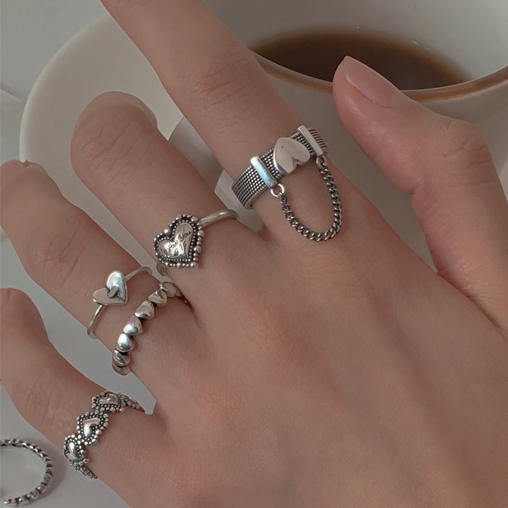 2 Teile/satz Herz Paar Ringe Für Frauen Liebhaber Engagement Hochzeit Männer Versprechen Zirkon Ring Einstellbare Schmuck