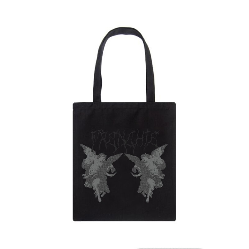 Bolso de lona con estampado de Ángel gótico para mujer, bolsa punk de gran capacidad, informal, divertida, Harajuku, bolso de hombro de estilo hip hop: Hei01
