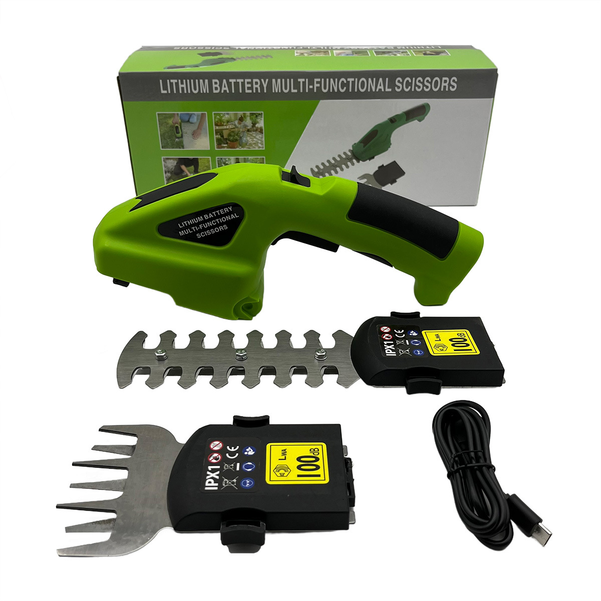 Cortasetos eléctrico inalámbrico 2 en 1, recargable, de mano, para el hogar, césped, deshierbe, podadora, herramientas de jardín
