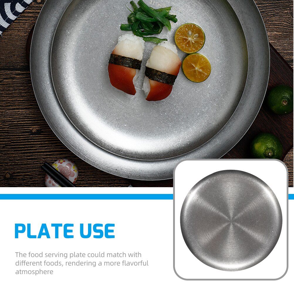 Useful Food Serving Plate Western Dinner Tray Stainless Steel Steak Plate