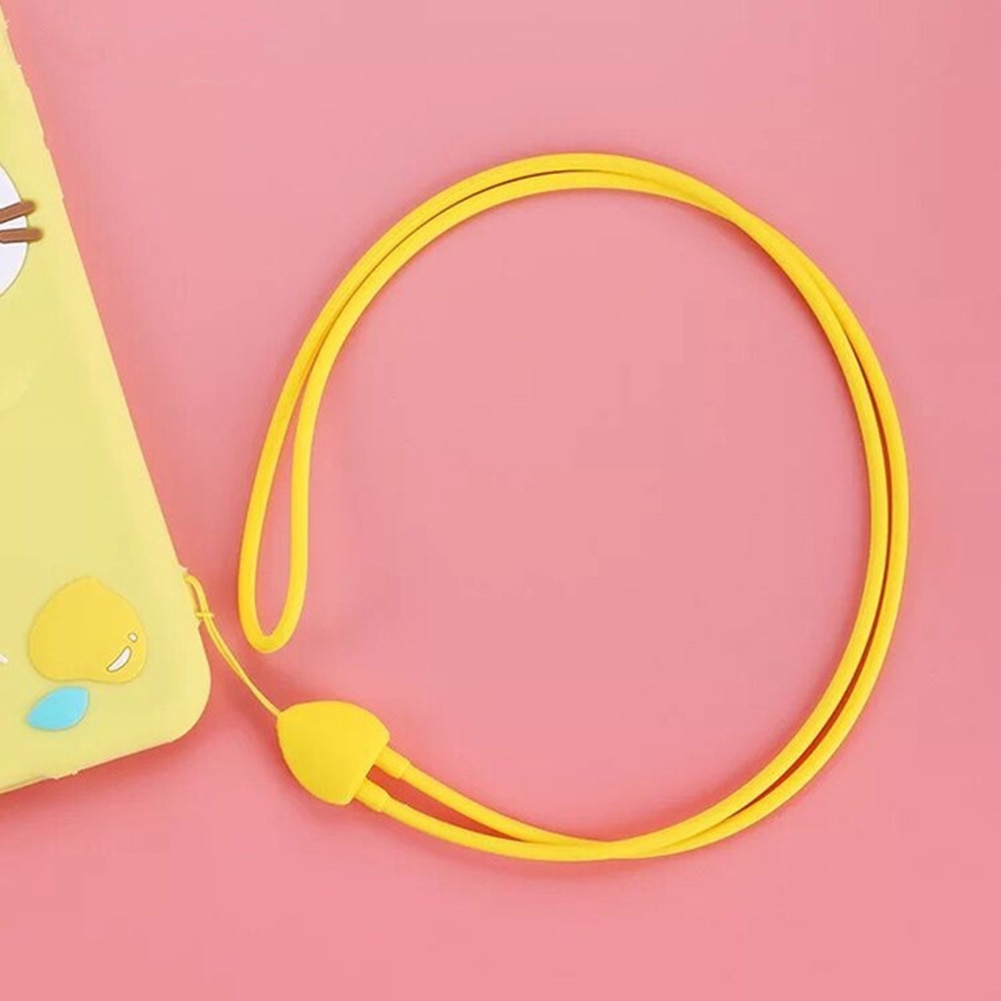 Lanière de corde de téléphone portable de Silicone pour l'iphone Xiaomi téléphone sangles de poignet porte-clés caméra sangle carte d'identité gymnastique USB corde suspendue: Yellow