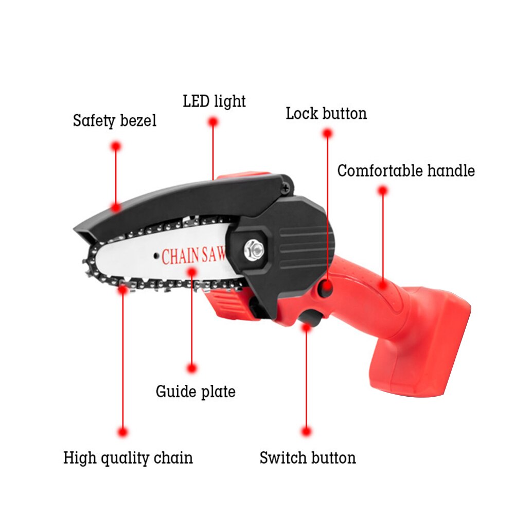 Lithium Battery Mini Electric Chainsaw Wood Cutter Lithium Pruning Chainsaw Bracket Easily Carrying Lightweight Gadgets