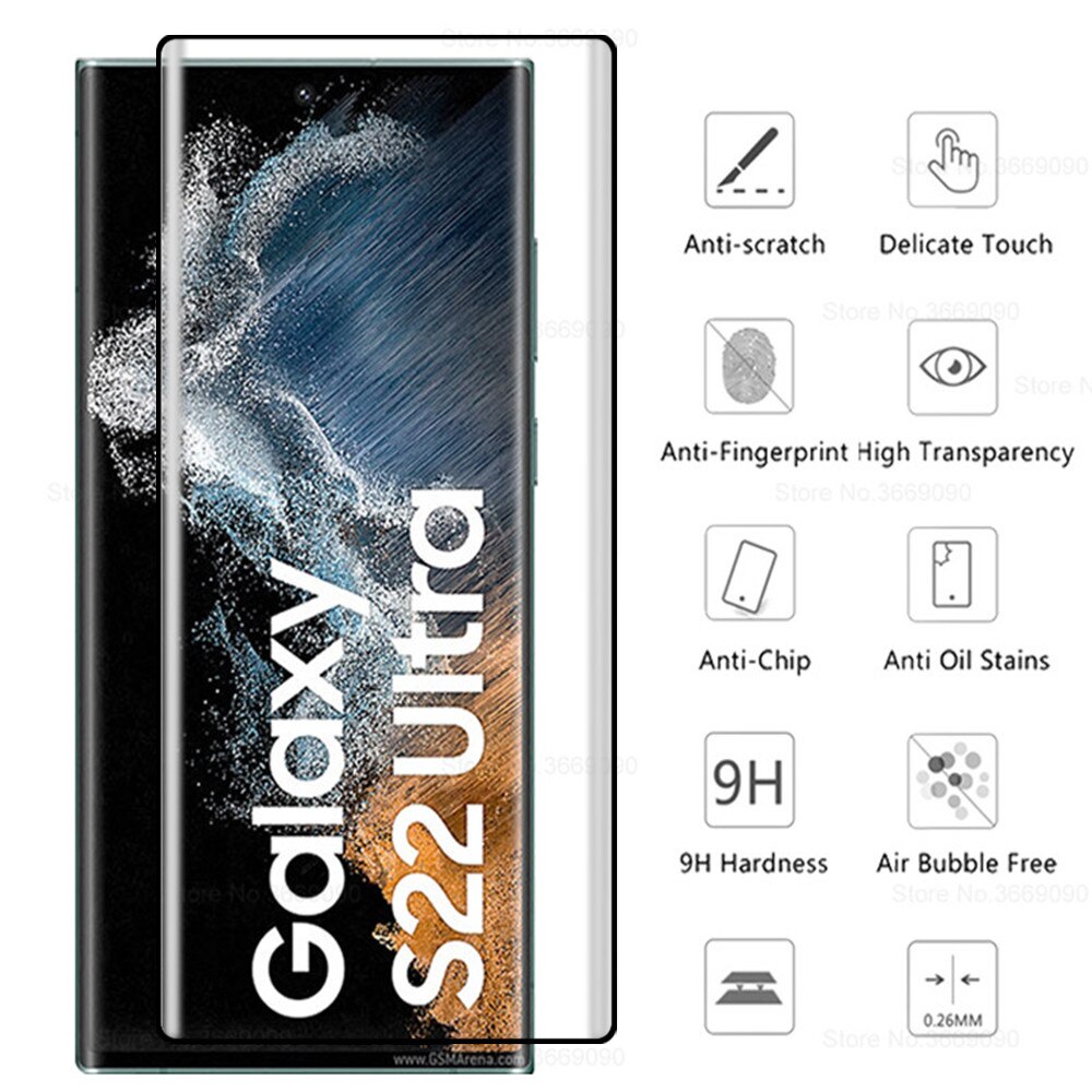 S22 ultra-glas-vollbild-displayschutzfolien aus gehärtetem glas für samsung galaxy  s 22 s22 ultra und  s22 plus 5g inklusive kamera-linsenabdeckungen