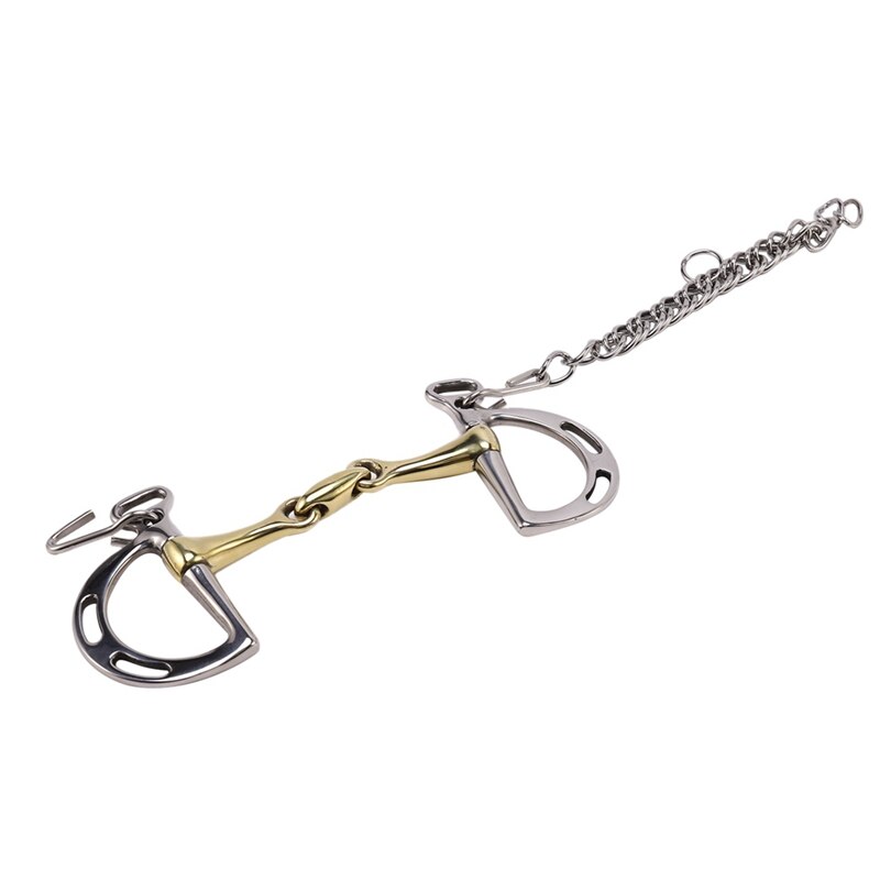 2 pièces cheval bouche Bit acier inoxydable cheval Bit bouche avec crochet et chaîne binoculaire cheval Equipment-127Mm & 135Mm