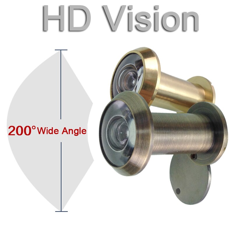 Optical Glass 200 Degree Wide Angle Door Viewer Antique Brass Peephole Hotel/Home Door Spyphole Viewer for 35-55mm Thick Door