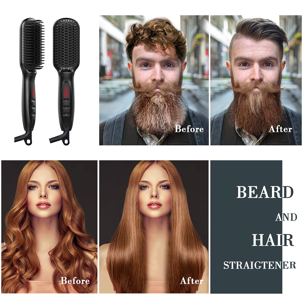 Men Beard Straightener Brush Hair Flat Iron Comb electric Beard Straightening Comb Hairstyles Straightener
