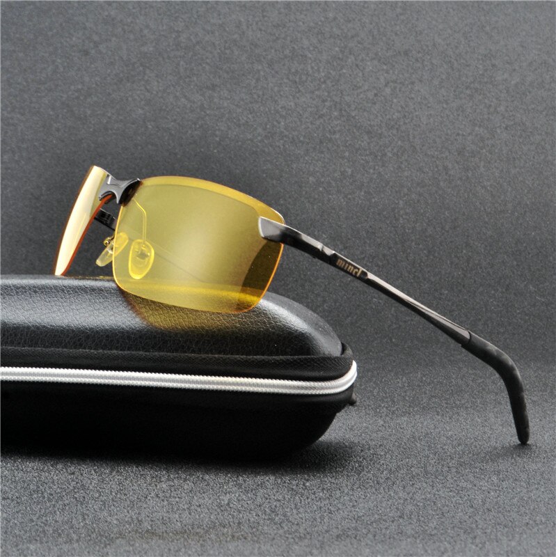 Mincl 2019 nattesynsbriller mærke mænd natkørende solbriller til chauffør gule doserings solbriller  uv400 med æske nx: Pistol gul