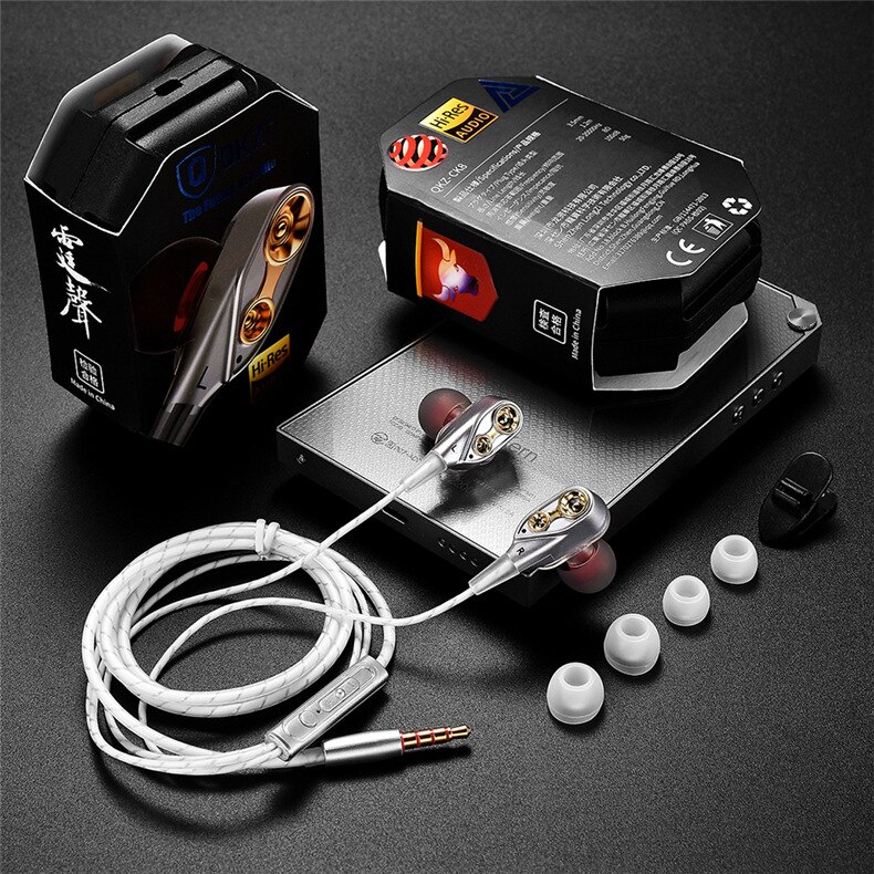 QKZ CK8 Dual Fahrer Kopfhörer Stereo Bass Sport Lauf Headset HIFI Monitor Ohrhörer Freihändiger Mit Mic CK8 CK7 ck5: CK8-S