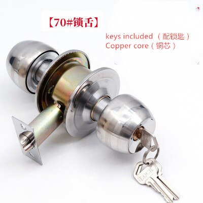Stainless Steel alloy Locks Round Ball key lock Door Knob pull handle Entrance Passage Bathroom Internal Anti Theft Hardware: 3