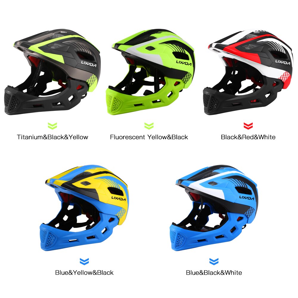Lixada aftagelig hjelm hel ansigt cykel hjelm åndbar ultralet cykel sports sikkerheds hjelm til børn cykel skateboard