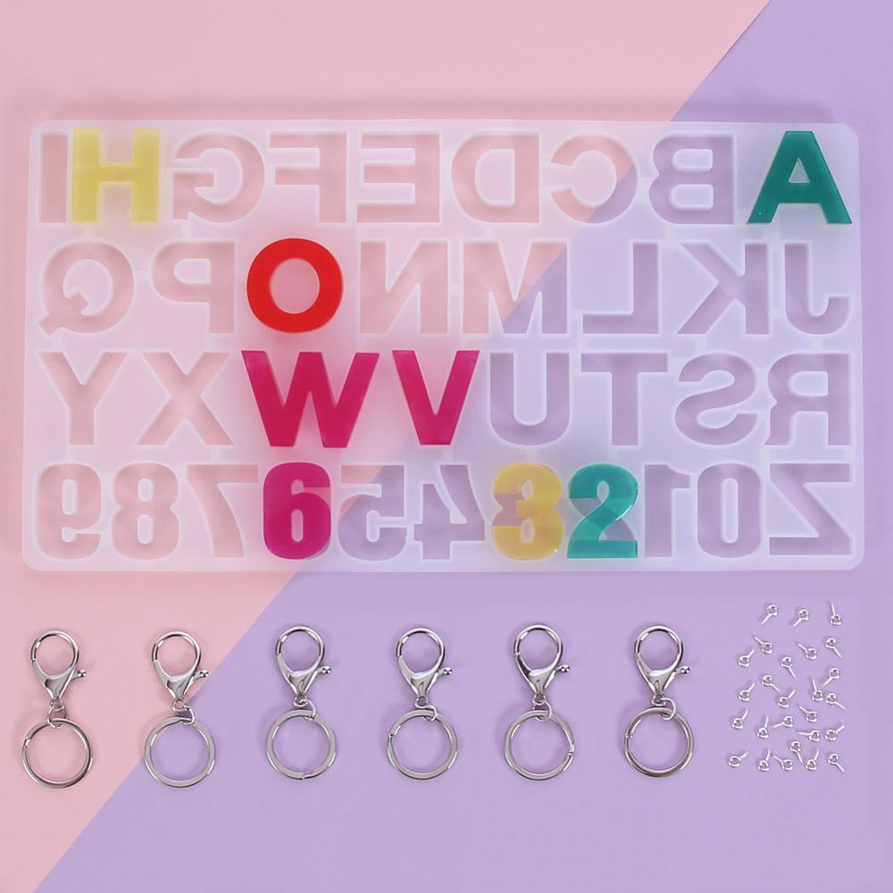 1 Set Epoxy Resin Alpha silicone mould Kit Jewelry Casting Tools DIY Handmade Findings Silicone Mold Alphanumeric Keychain mould