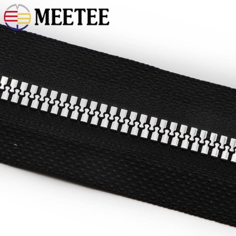 4/8Meters Meetee NO.5# Open-end Resin Zipper for Sewing Bag Zips Repair Jackets Coat Down Zippers DIY Garment Accessories: silver / 4m and 5p zipslider