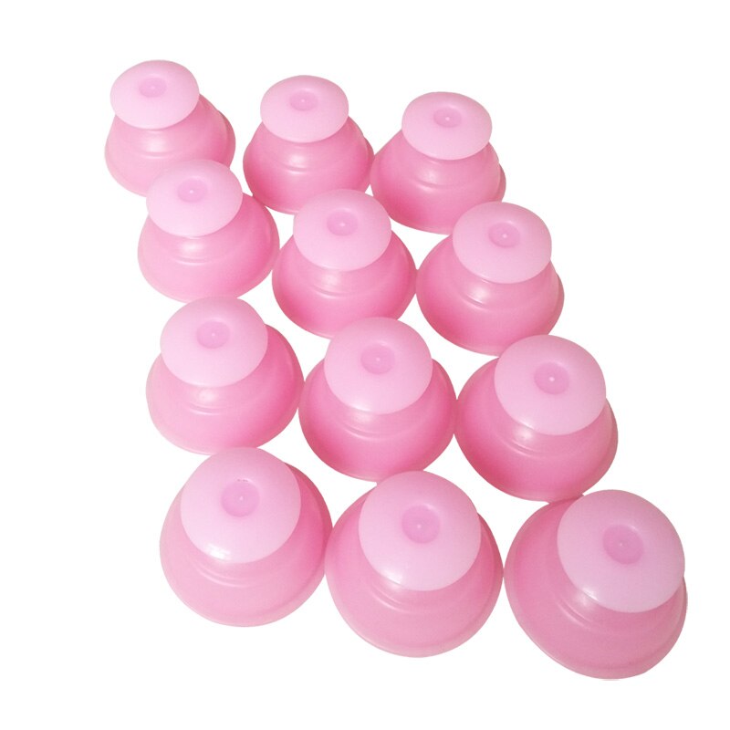Echt Dikker Siliconen Cupping Apparaat 12 Blikjes Egatief Druk Cupping Roze Kleur Acupunctuur Body Massage