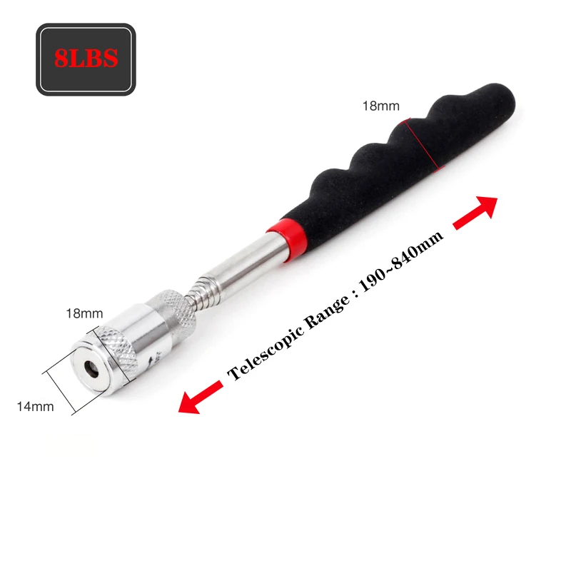 Neue teleskop isch einstellbare magnetische Aufnahme werkzeuge magnetischer Teleskop magnet griff langer Stift Teleskop magnets tab mit LED-Licht: GOLD