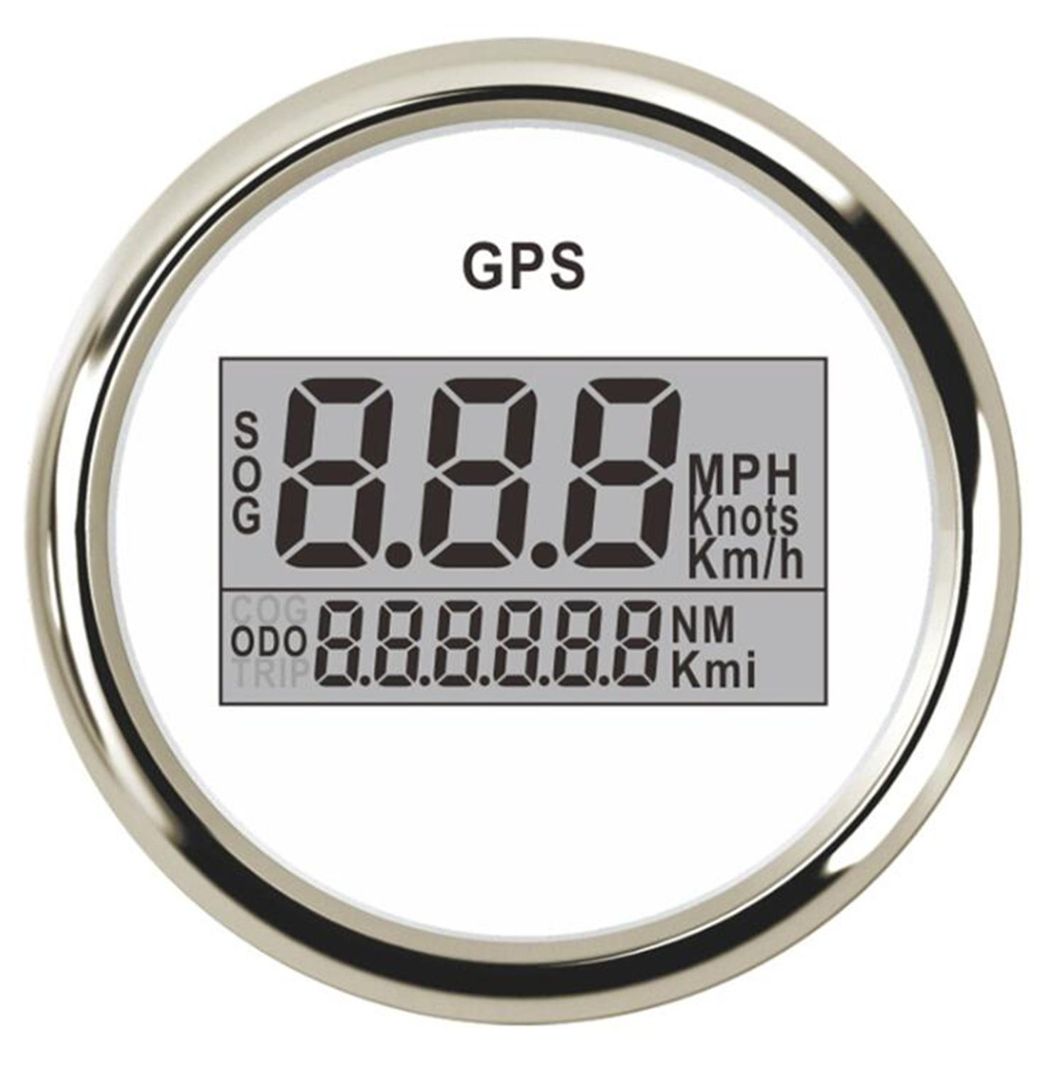 1 dispositivo de velocímetro GPS de 52mm 0-999 km/h nudos MPH odómetros digitales de automóvil 9-32V para barco automático con antena negro blanco