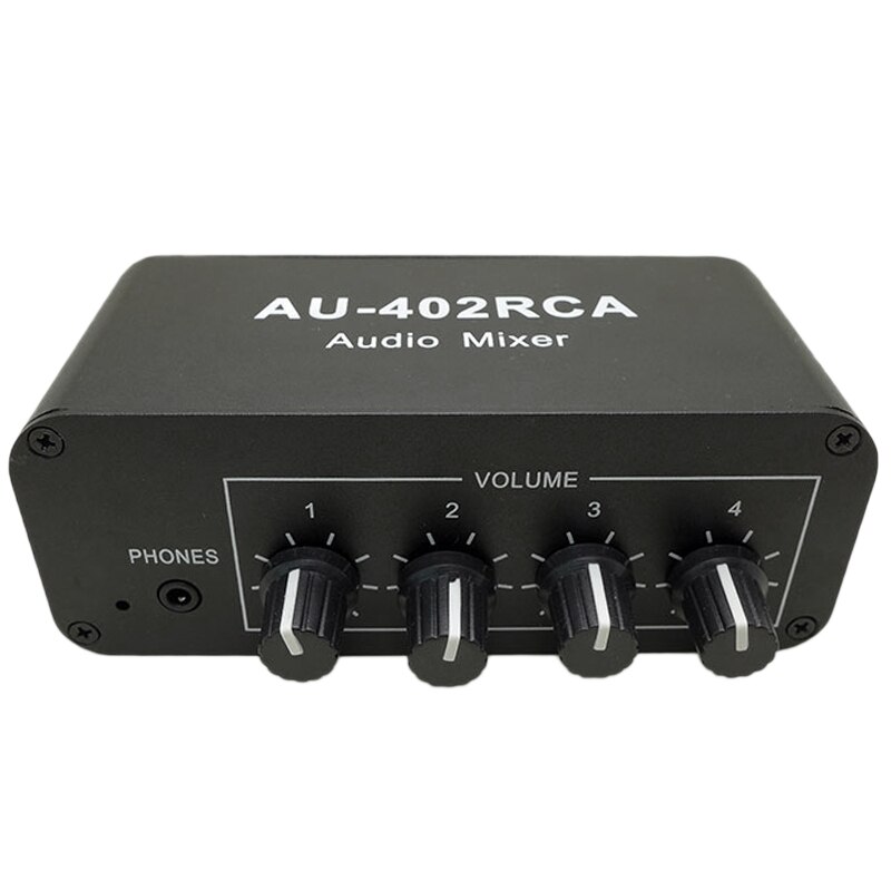 Mezclador RCA de múltiples fuentes, estéreo o reverberador, interruptor conmutador, 4 entradas, 2 salidas, controlador de auriculares, Control de volumen: Default Title