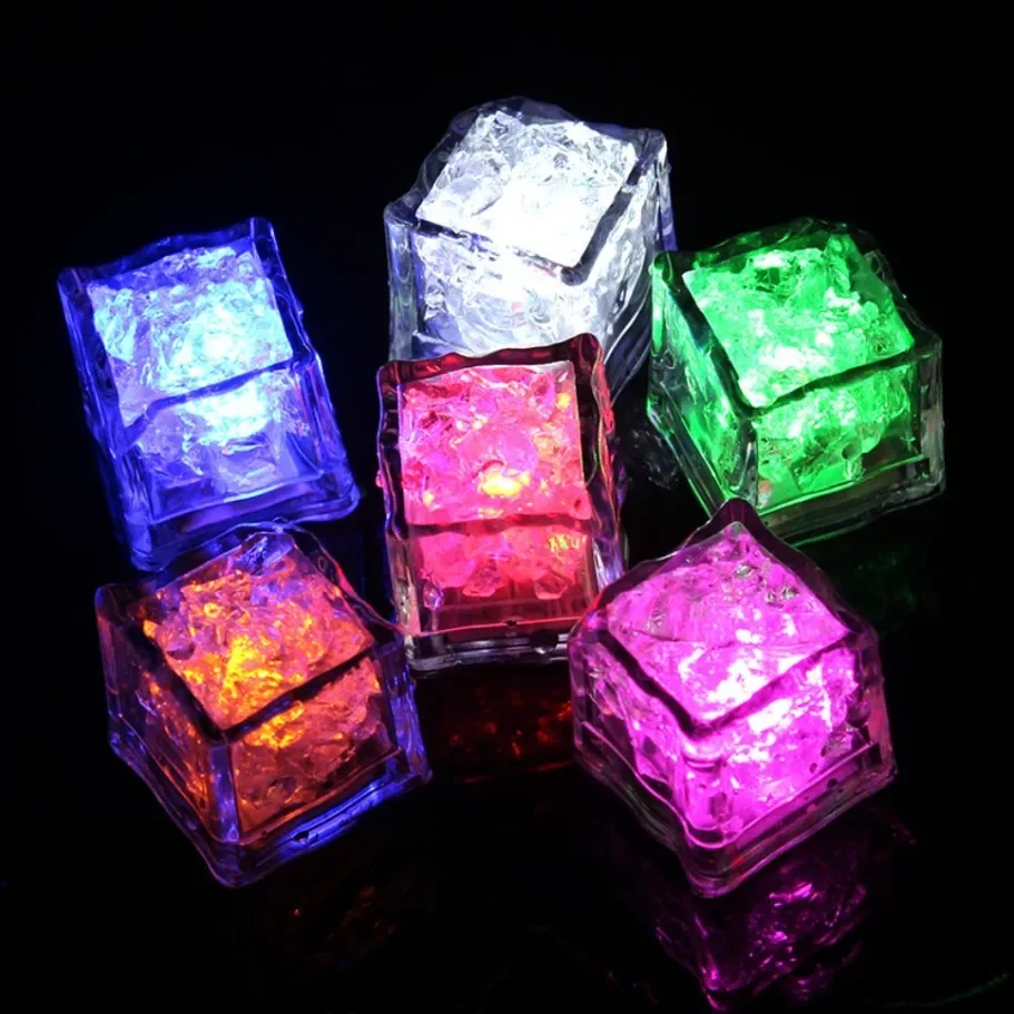 12–120 Stück wasserdichter LED-Eiswürfel, mehrfarbig, blinkend, leuchtet im Dunkeln, leuchtet für Bar, Club, Trinkparty, Weindekoration
