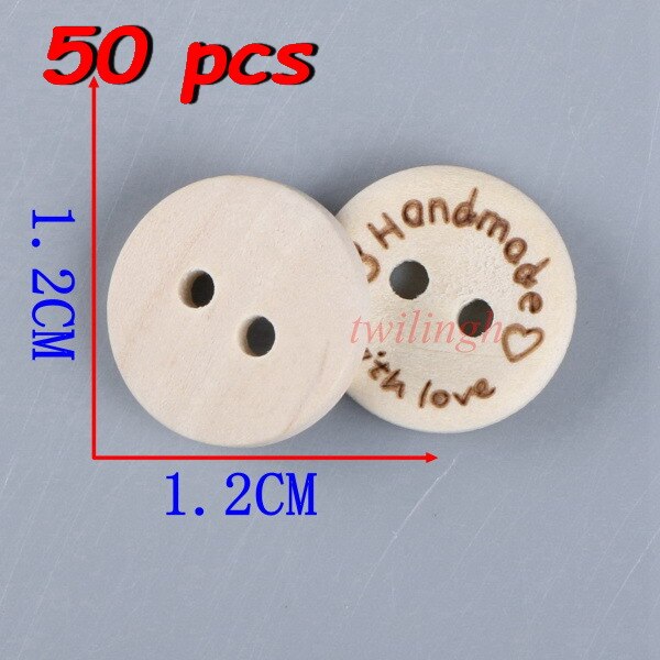 twilingh 50Pcs Natural Color Wooden Buttons Handmade Letter Love 2 Holes: shape 3 50pcs