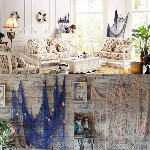 mesh cute creactive Fishing Net Sea Shell Hanging Home Wall Decoration Theme Shell Background Party birthday