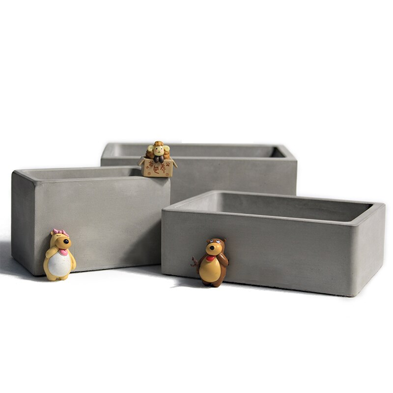 Rechthoek Bloempot Mallen Siliconen Beton Mallen Diy Cement Plantenbakken Beton Tuin Planters Silicon Mold