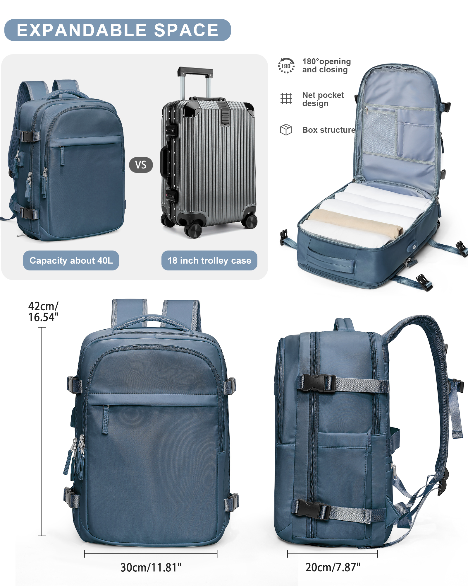 Handbagage Rugzak, Grote Reisrugzak Voor Vrouwen Mannen Luchtvaartmaatschappij Goedgekeurd Gym Rugzak Waterdichte Zakelijke Bagage Laptop Dagrugzak