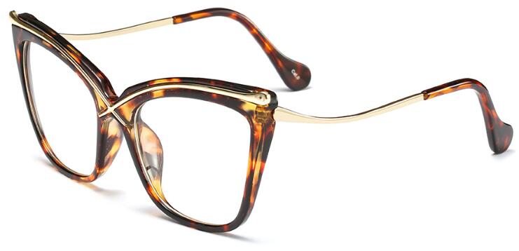 Transparent Cat Eye Frames Oversize Eyeglasses Luxury Brand Optical Glasses Frames For Women Clear Lens Eyewear: leopard clear