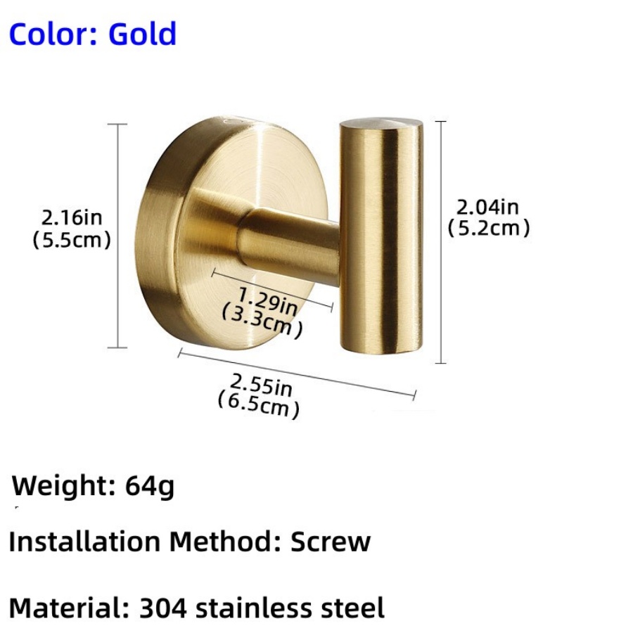 Gancho para toallas de baño, percheros para ropa de pared, perchas montadas en la pared de acero inoxidable, tornillos para colgar toallas/ganchos adhesivos para pared: Azul